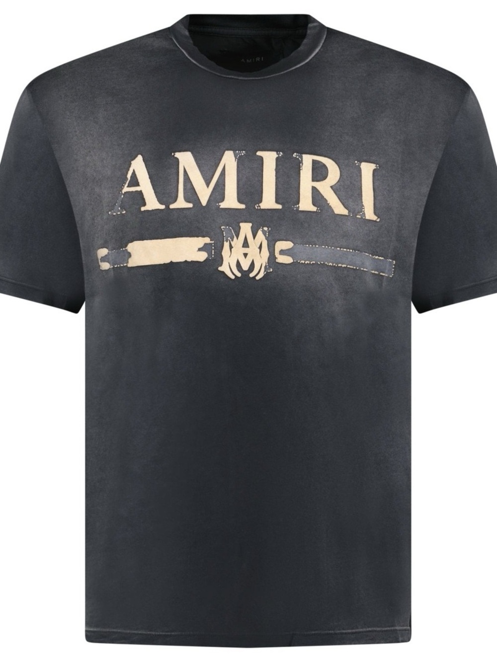 AMIRI Black Short-Sleeve Logo Tee with Cream Print